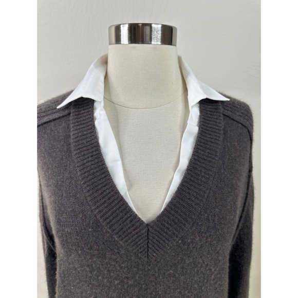 Brochu Walker wool cashmere v-neck long sleeve sweater shirt - Picture 2 of 12